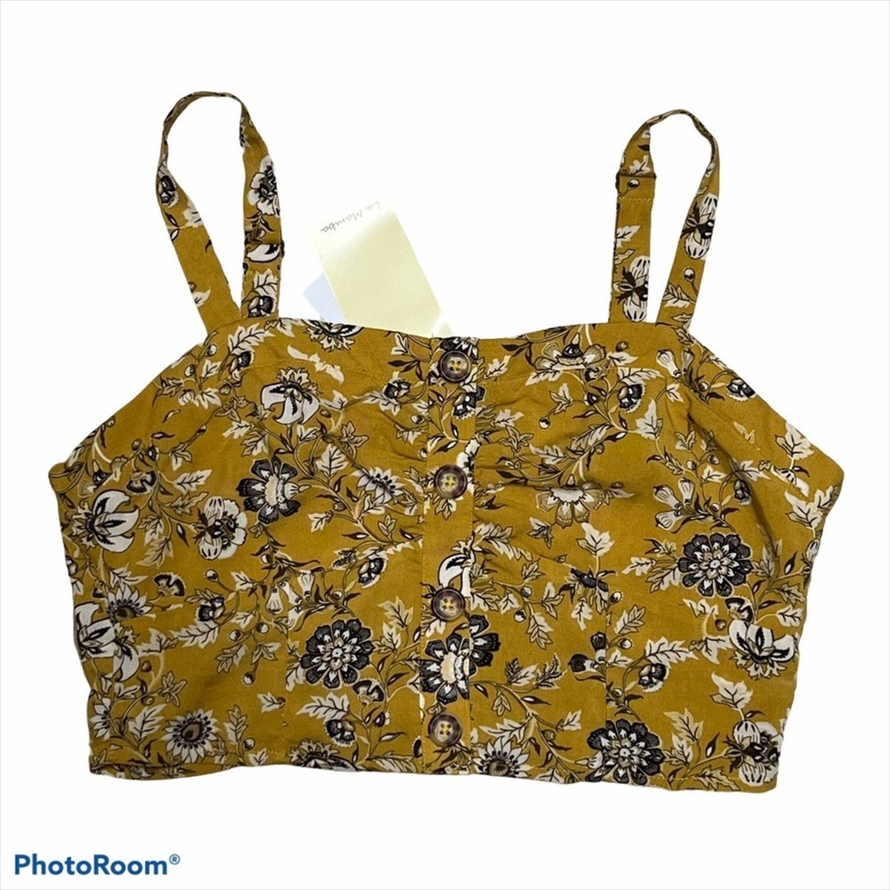 La Mamba Live to be Spoiled Floral Crop Tank Top NWT L